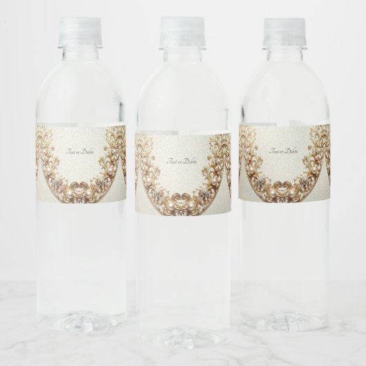 Ornate Gold Flourish Water Bottle Label ペットボトルラベル (ボトル)