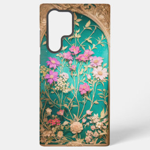 Ornate Gold Frame & Floral Luxury Phone Case Samsung Galaxy S22 Ultraケース