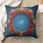 Ornate Gold Frame With Heart Gem クッション (ブランケット)