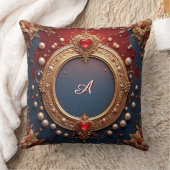 Ornate Gold Frame With Heart Gem クッション (ブランケット)