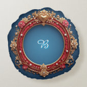 Ornate Gold Frame With Heart Gem ラウンドクッション (裏面)