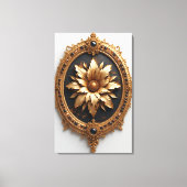 Ornate Gold Frame With Large Metallic Flower Medal キャンバスプリント (正面)