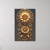 Ornate Gold Frame With Large Metallic Flower Medal キャンバスプリント (正面)