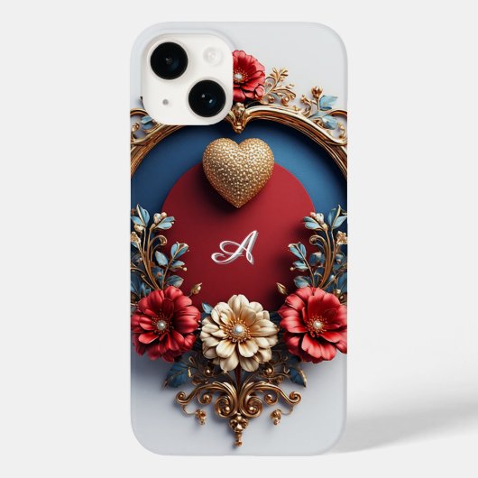 Ornate Gold Heart Frame With Pearl Bead Case-Mate iPhoneケース (裏面)