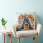 Ornate Gold Letter A With Crown Frame Design クッション (椅子)
