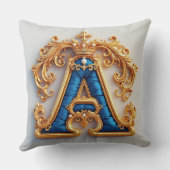 Ornate Gold Letter A With Crown Frame Design クッション (裏面)