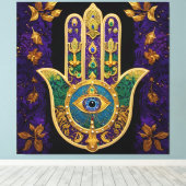  Ornate Gold Third Eye Hamsa キャンバスプリント (インサイチュ (ウッドフロア))