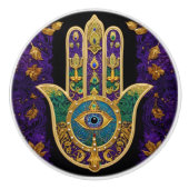  Ornate Gold Third Eye Hamsa セラミックノブ (正面)