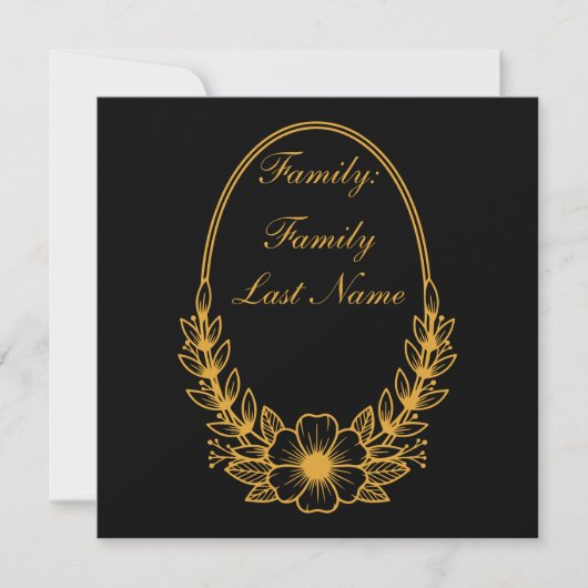 Ornate Gold Wreath Invitation with Custom Text Des (正面)