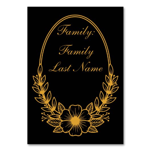 Ornate Gold Wreath Invitation with Custom Text Des テーブルナンバー (正面)