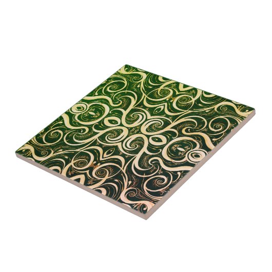 Ornate Green and Gold Tile Design タイル (側面)