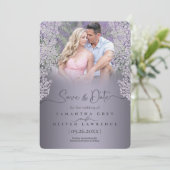 Ornate Greyish Pink Damask Save the Date Card サンキューカード (スタンド正面)