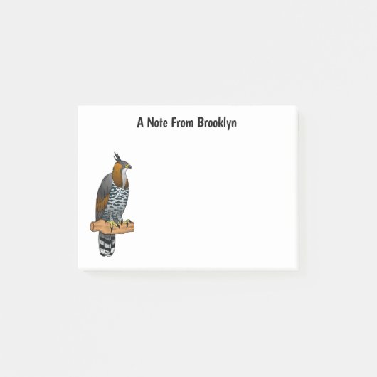 Ornate hawk eagle bird cartoon illustration ポストイット (正面)