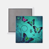 Ornate Jewel Butterflies Teal マグネット (正面/裏面)