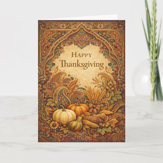Ornate Jewel Tone Paisley Thanksgiving Harvest  カード (正面)