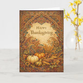 Ornate Jewel Tone Paisley Thanksgiving Harvest  カード (黄色い花)