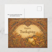 Ornate Jewel Tone Paisley Thanksgiving Harvest シーズンポストカード (正面/裏面)