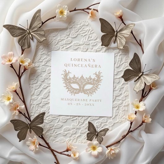 Ornate Lace Masquerade Mask Quinceañera ラバースタンプ