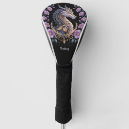 Ornate Lavender Dragon Personalized ゴルフヘッドカバー