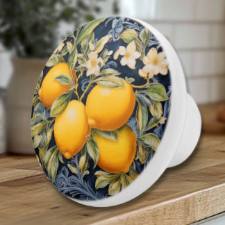 Ornate Lemons - Navy Ceramic Knob セラミックノブ