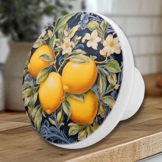 Ornate Lemons - Navy Ceramic Knob セラミックノブ