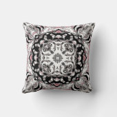 Ornate Mandala Decorative Pillow in Dusty Rose クッション (裏面)