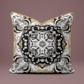 Ornate Mandala Decorative Pillow in Golden Beige クッション