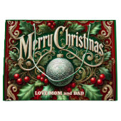 Ornate Merry Christmas Tree ラージペーパーバッグ (正面)