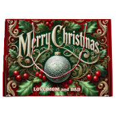 Ornate Merry Christmas Tree ラージペーパーバッグ (正面)