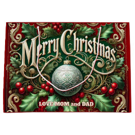 Ornate Merry Christmas Tree ラージペーパーバッグ