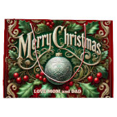 Ornate Merry Christmas Tree ラージペーパーバッグ (裏面)