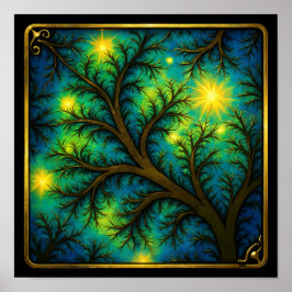 Ornate Metal Overlay Fractal Seamless Wallpaper ポスター