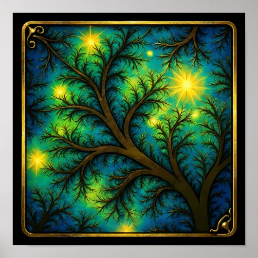 Ornate Metal Overlay Fractal Seamless Wallpaper ポスター (正面)