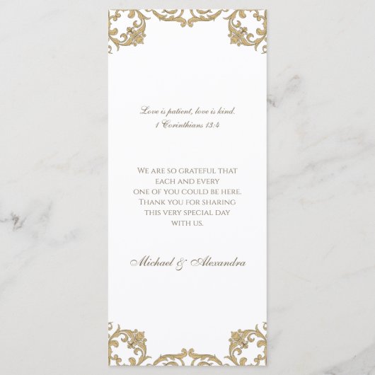 Ornate Monogram Baroque Christian Wedding Menu メニュー (裏面)