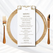 Ornate Monogram Baroque Christian Wedding Menu メニュー