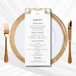 Ornate Monogram Baroque Christian Wedding Menu メニュー
