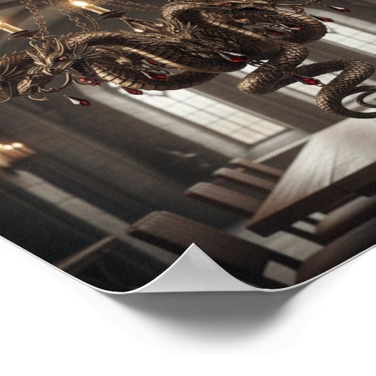 Ornate Multi-Headed Dragon Chandelier - Gothic Fan ポスター (角)