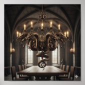 Ornate Multi-Headed Dragon Chandelier - Gothic Fan ポスター (正面)