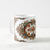 Ornate Norwegian Rosemaling Style Floral Art Mug コーヒーマグカップ (正面左)