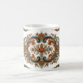 Ornate Norwegian Rosemaling Style Floral Art Mug コーヒーマグカップ (中央)