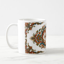 Ornate Norwegian Rosemaling Style Floral Art Mug コーヒーマグカップ