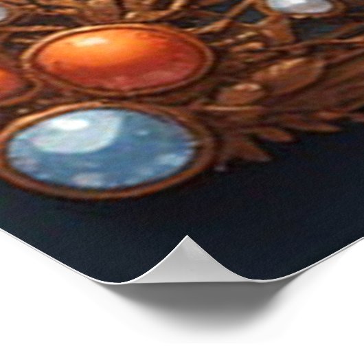 Ornate Orange Flower Artwork in Gold Frame ポスター (角)