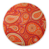 Ornate Orange Paisley Pattern セラミックノブ (正面)