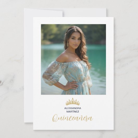 Ornate Oval Frame Quinceañera Exquisite Tiara 招待状 (裏面)