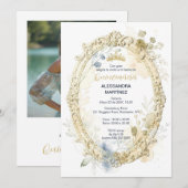 Ornate Oval Frame Quinceañera Exquisite Tiara 招待状 (正面/裏面)