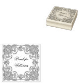 Ornate Paisley Wooden Personalized Name Stamp ラバースタンプ (押印)