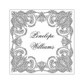Ornate Paisley Wooden Personalized Name Stamp ラバースタンプ (インプリント)