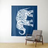 Ornate Patterned Blue Elephant タペストリー (インサイチュ)