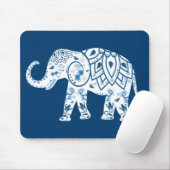 Ornate Patterned Blue Elephant マウスパッド (マウス)