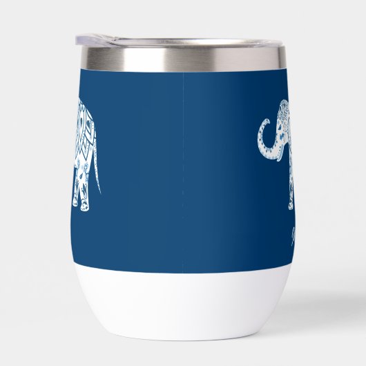 Ornate Patterned Blue Elephant Personalised (右面)